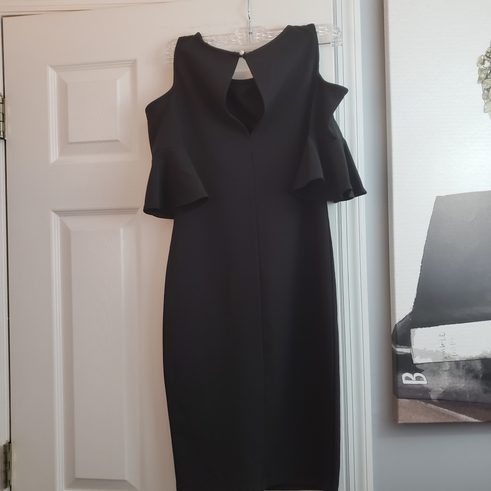 💥Womens Black Cold Shoulder Dress - Picture 8 of 8